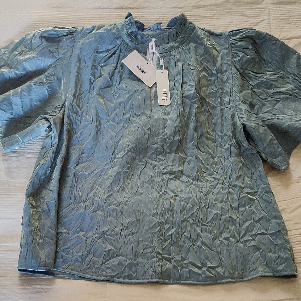 Glam Shimmering Teal Blouse